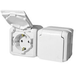 Forix ip44 Розетка с заземлением 2х (бел.)