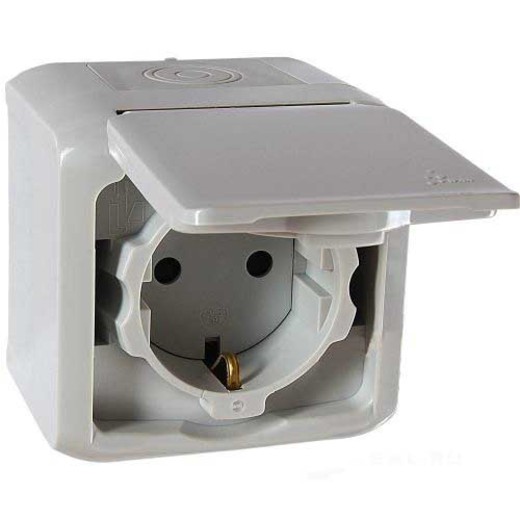Forix ip44 Розетка с заземлением (серый)