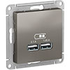 USB РОЗЕТКА, 5В/2,1 А, механизм, СТАЛЬ