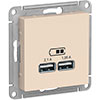 USB РОЗЕТКА, 5В/2,1 А, механизм, БЕЖЕВЫЙ