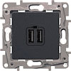 РОЗЕТКА ЗАРЯД 2XUSB Антрацит ЕTIКА