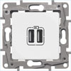 Розетка заряд. 2XUSB, белая, ETIKA