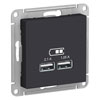 ATLASDESIGN USB РОЗЕТКА, 5В, 1 порт x 2,1 А, 2 порта х 1,05 А, механизм, КАРБОН