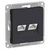 ATLASDESIGN РОЗЕТКА двойная компьютерная RJ45+RJ45, кат.5E, механизм, КАРБОН