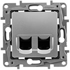Розетка 2xRJ45 5Е UTP, алюминий, ETIKA