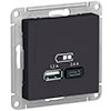 USB РОЗЕТКА A+С, мех, КАРБОН