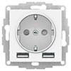 ATLASDESIGN РОЗЕТКА 16А с 2 USB A+A, 5В/2,4А, 2х5В/1,2А, механизм, БЕЛЫЙ