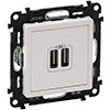 Зарядное устройство с двумя USB разъемами - 100-240В~ 50-60Гц 5В 1500мА - лицевая панель Valena Life, белый