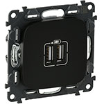 Модуль зарядного устройства 2х USB, с лицевой панелью, Valena Allure, антрацит