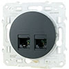 Двойная розетка RJ45 CAT6 UTP Odace, цвет антрацит