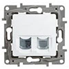 Модуль розетки двойной RJ11+RJ45, категория5 UTP, белый, ETIKA